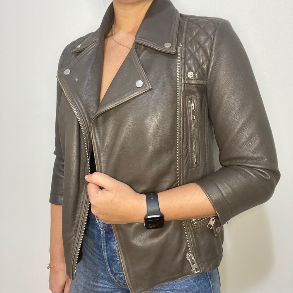 AllSaints Limited Biker/Moto Leather Jacket - Picture 3 of 11